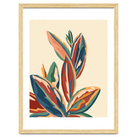 Mediterranean Botanical, Vintage Nature Plants Tropical Nature, Bohemian Eclectic Colorful Leaves Jungle Garden