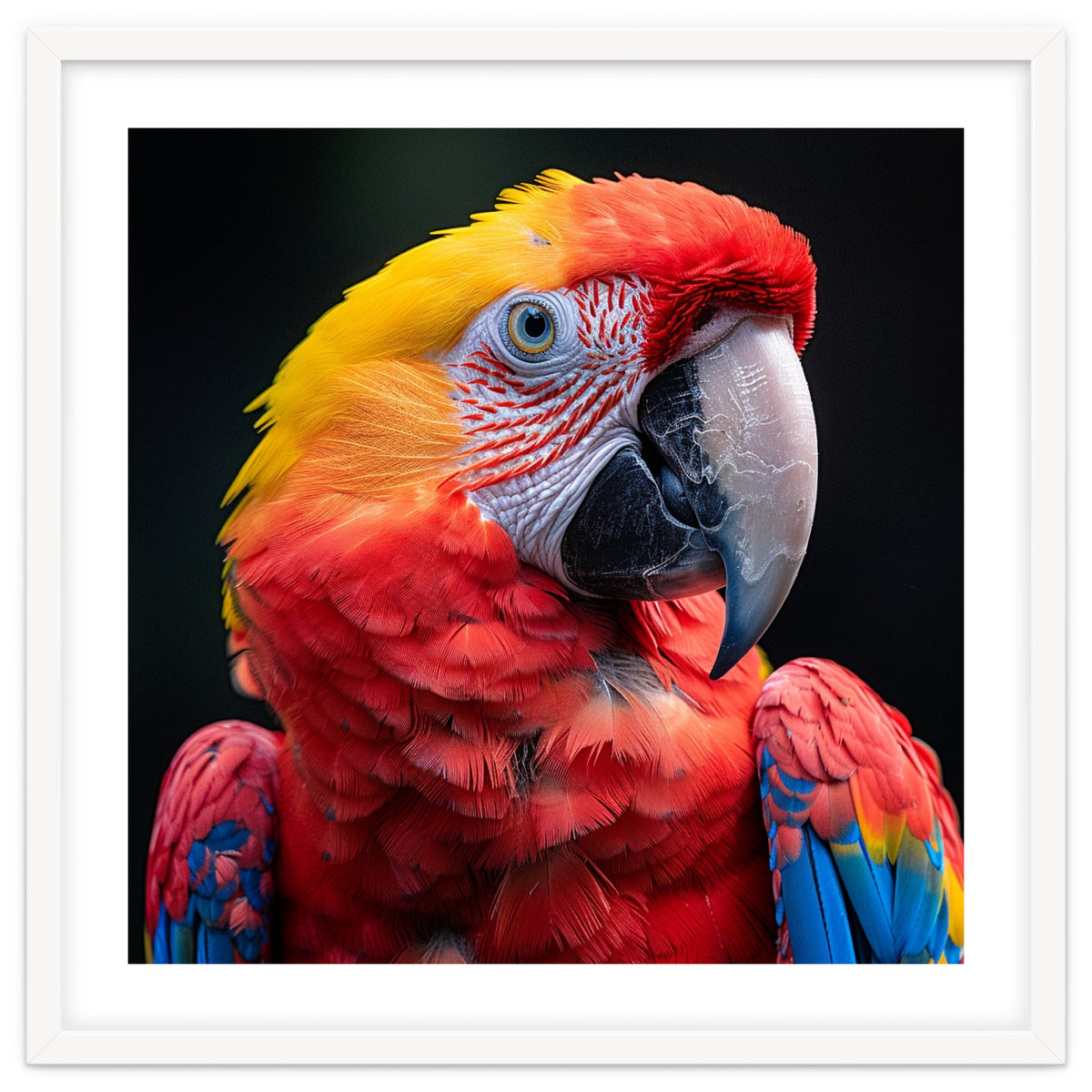 Scarlet Macaw Parrot Headshot Vibrant Colors