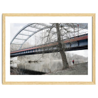 Fishing man under the bridge