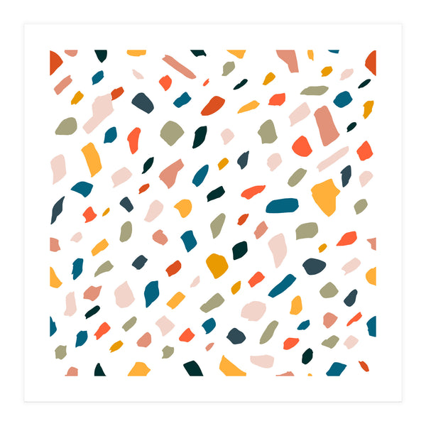 TerrazzoTerrazzo, Abstract Quirky Shapes Bohemian Modern Pattern Confetti Celebration Random Colorful Shapes (Print Only)