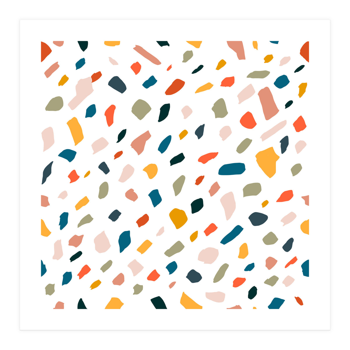 TerrazzoTerrazzo, Abstract Quirky Shapes Bohemian Modern Pattern Confetti Celebration Random Colorful Shapes (Print Only)