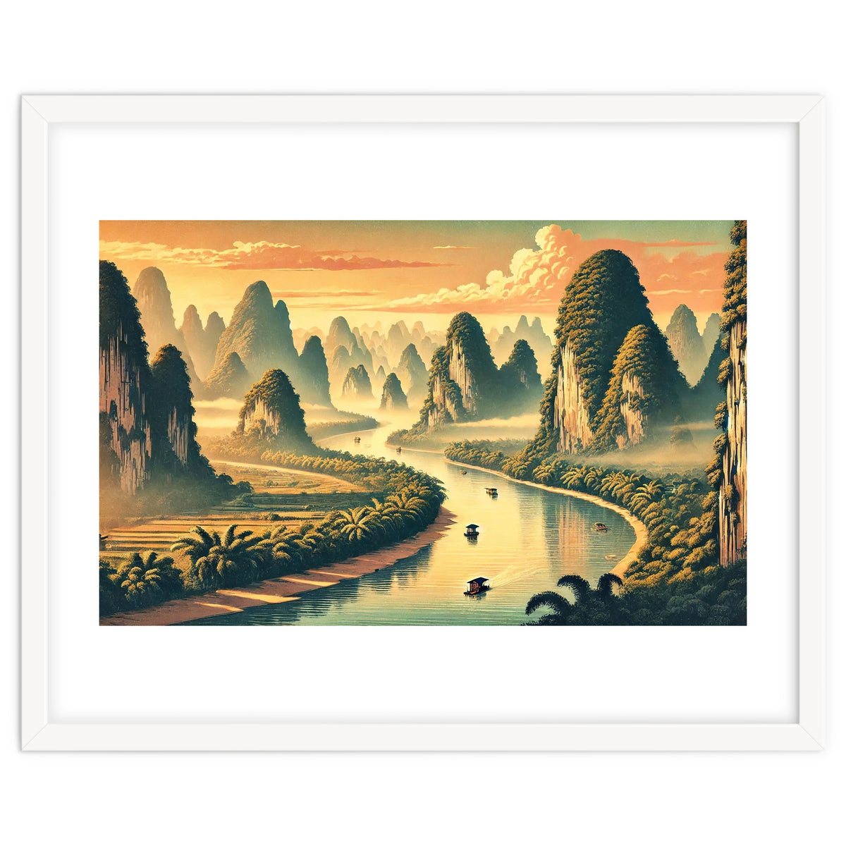 Vintage China, Guilin Karst Mountains Poster
