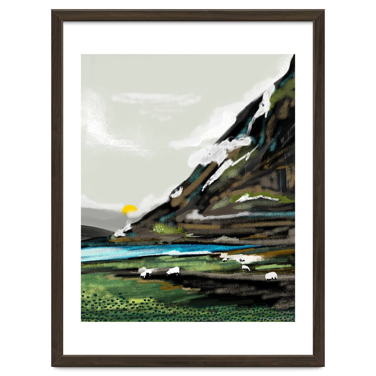 Graze, Cattle Nature Landscape Painting, Mountains Wild Adventure Cows, Animals Grassland Bohemian