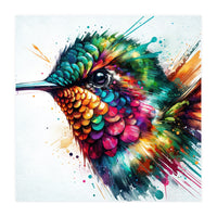 Watercolor Hummingbird Portrait (Print Only)