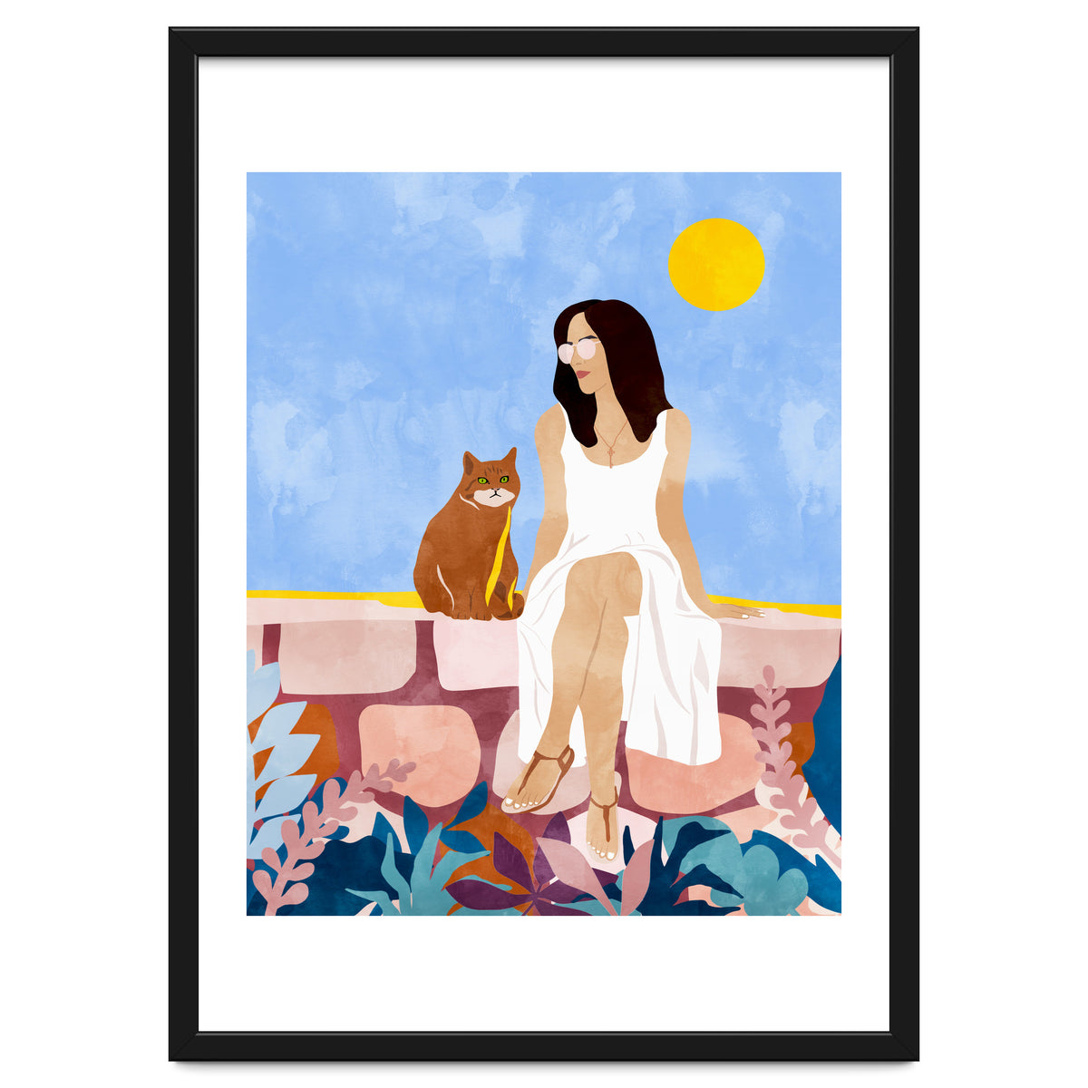 Butterscotch, Cats Pets Cat Mom Watercolor Painting, Pet Parent Animals Quirky Bohemian