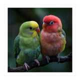 Two Lovebirds Sitting Together On A Branch (Print Only) thumbnail