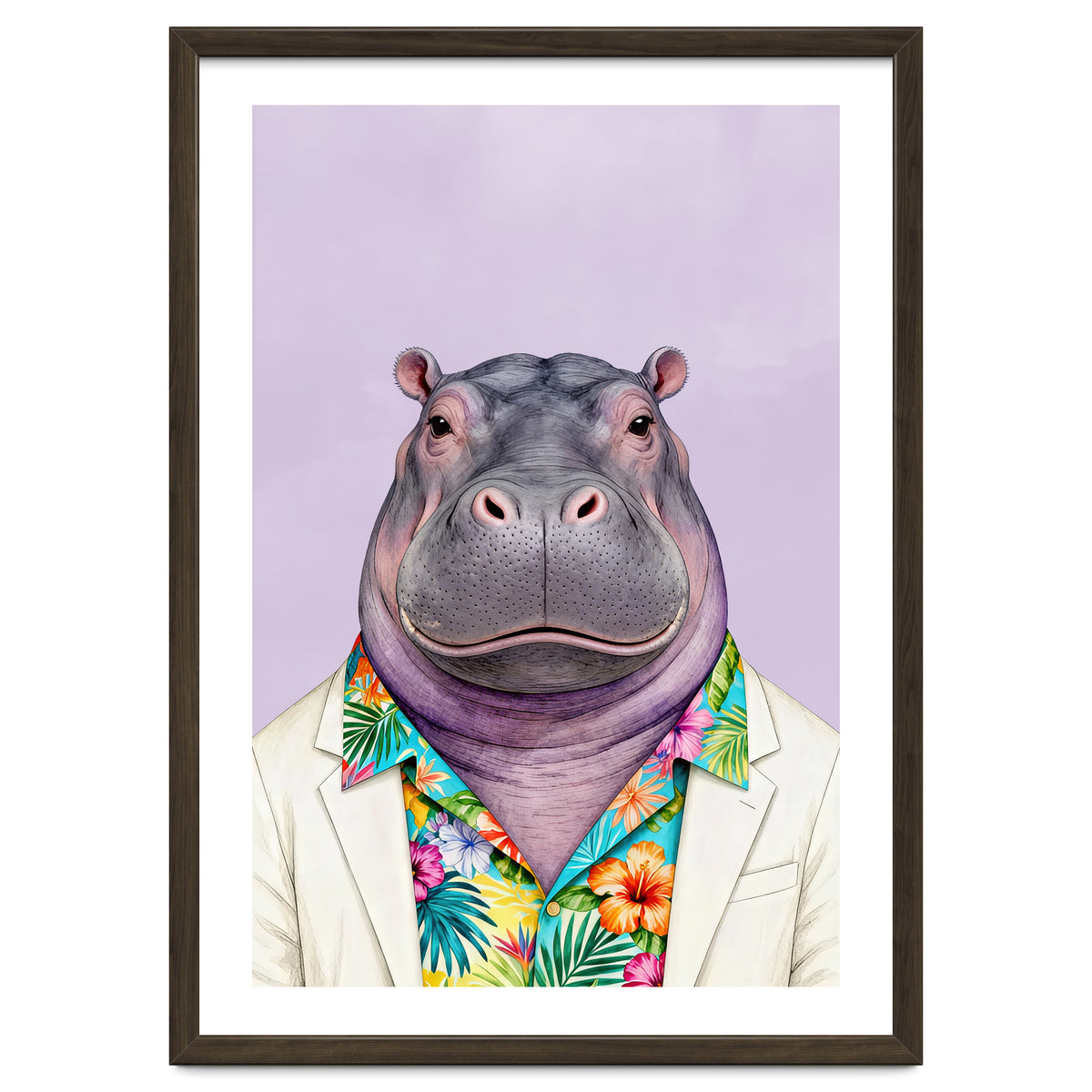 Hippopotamus in Gangster Havana Shirt