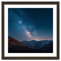 Majestic Milky Way Galaxy over Serene Mountain Range Night Landscape Illustration