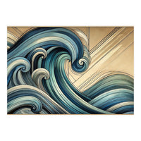 Art Deco Blue Ocean Waves (Print Only)