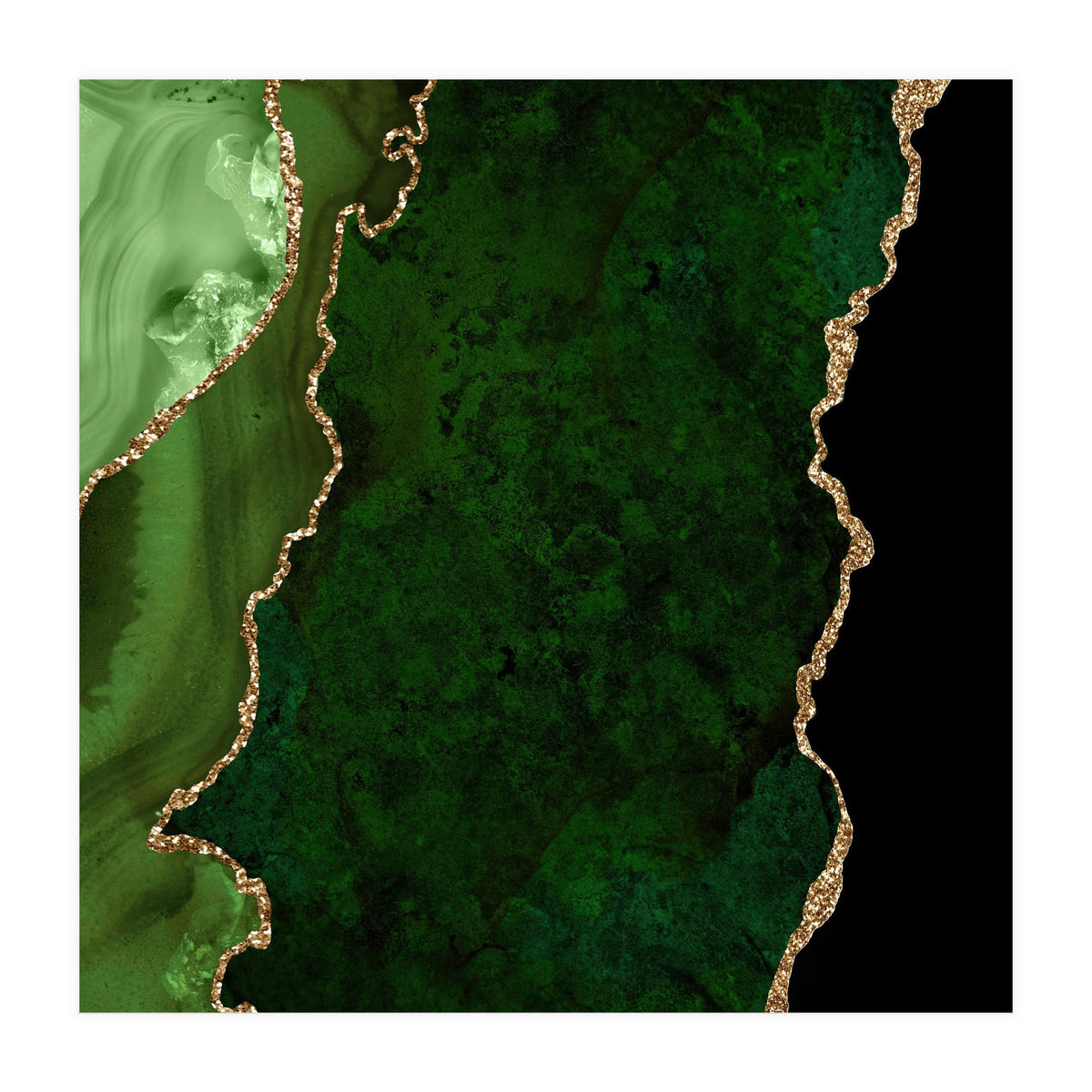 Green & Gold Agate Texture 15  (Print Only)