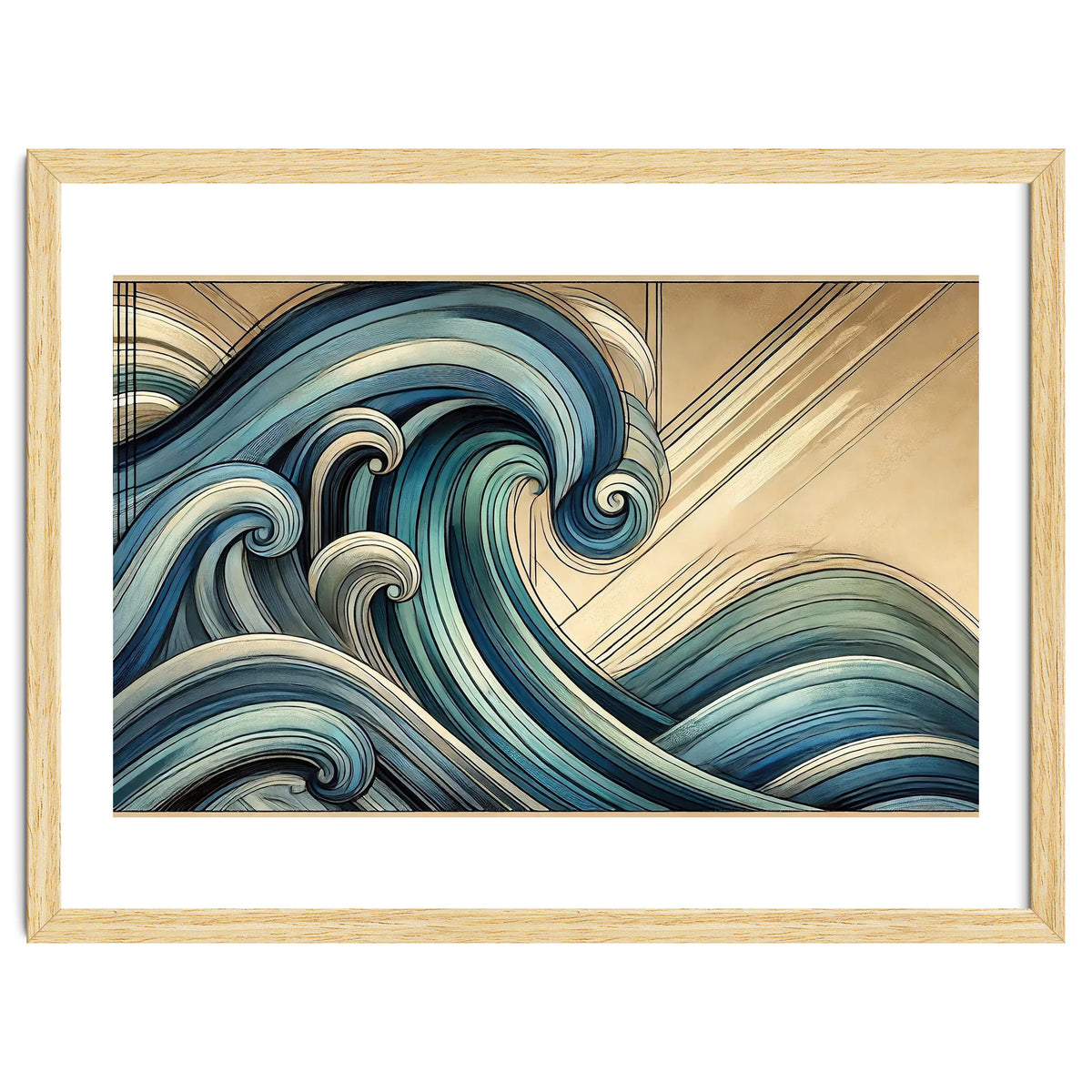 Art Deco Blue Ocean Waves