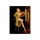Young And Beautiful Woman Posing In Front Of The Painting Canvas (Print Only) thumbnail