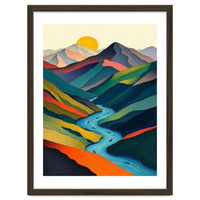 Minimalist Mountain River Landscape