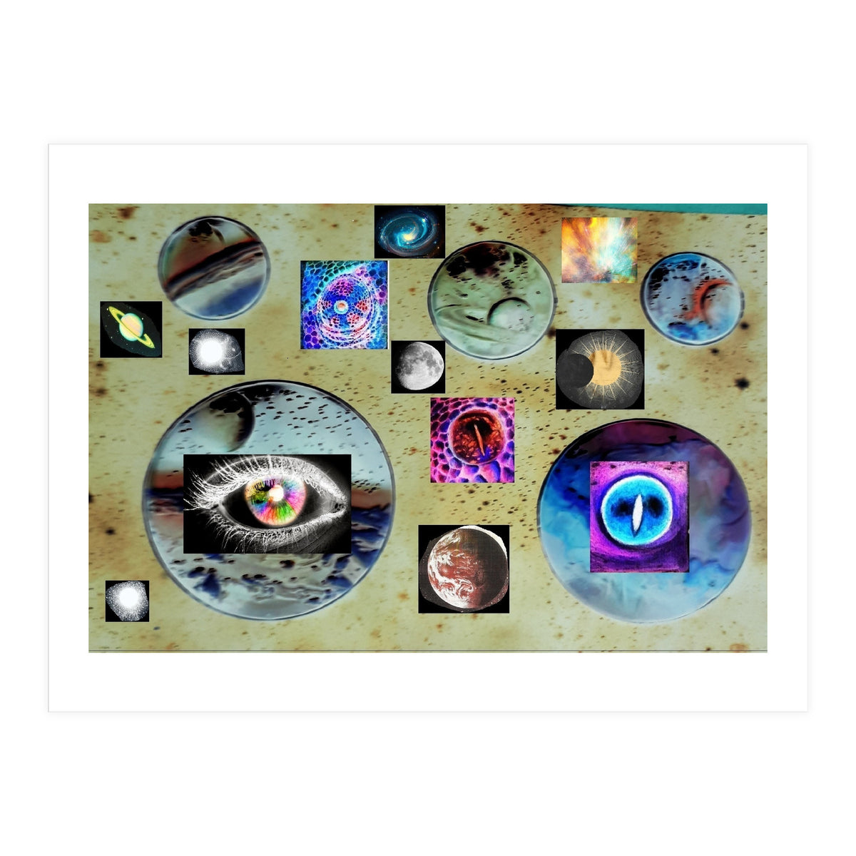 Cosmos Planet Invert Collage Universe Design (Print Only)