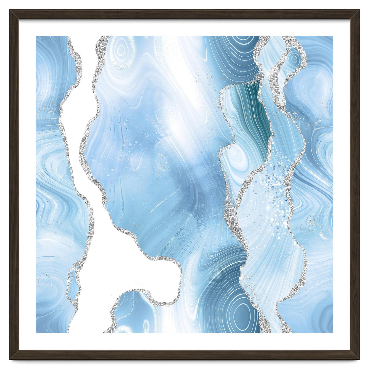 Blue & Silver Agate Glitter Texture 05