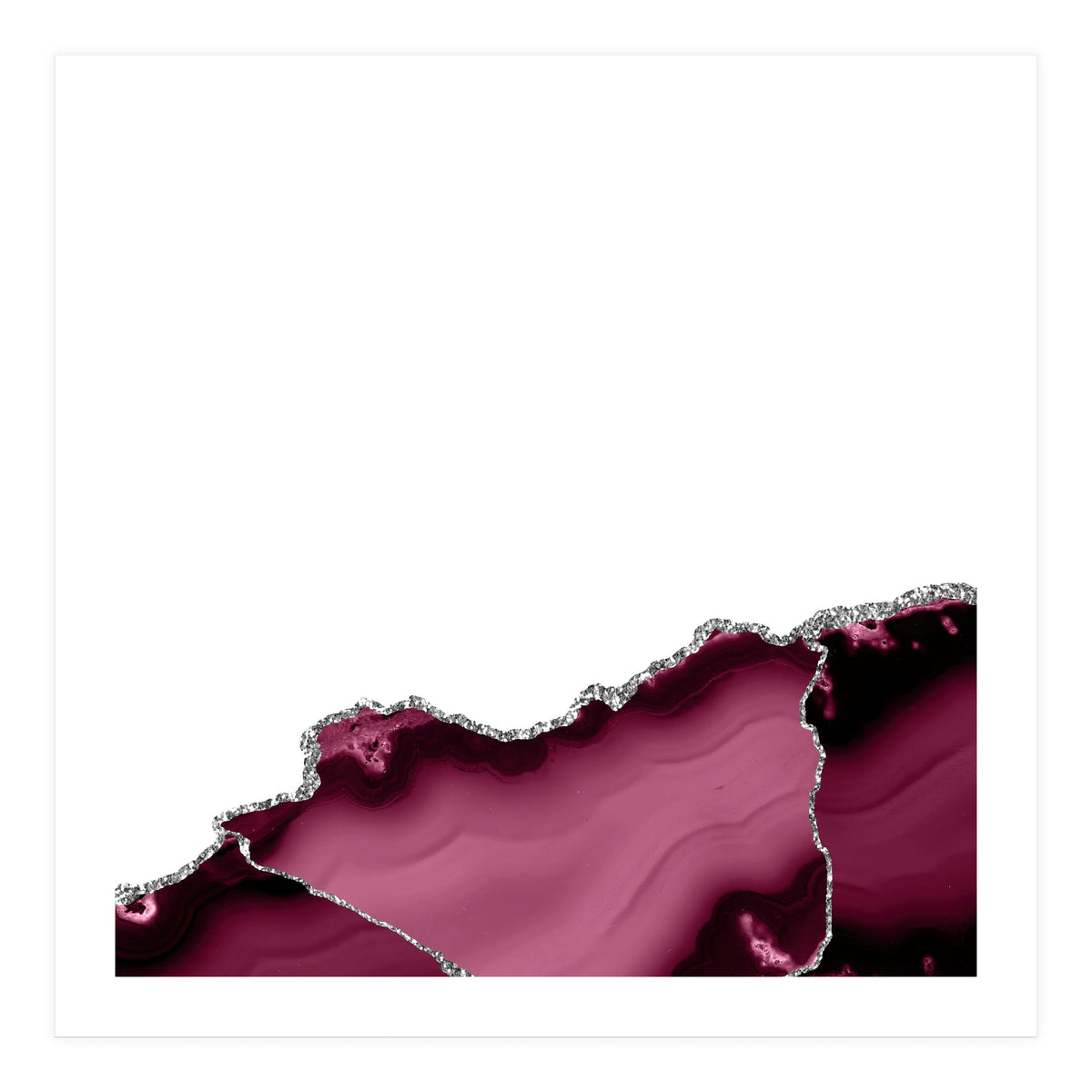 Burgundy & Silver Agate Texture 13  (Print Only)