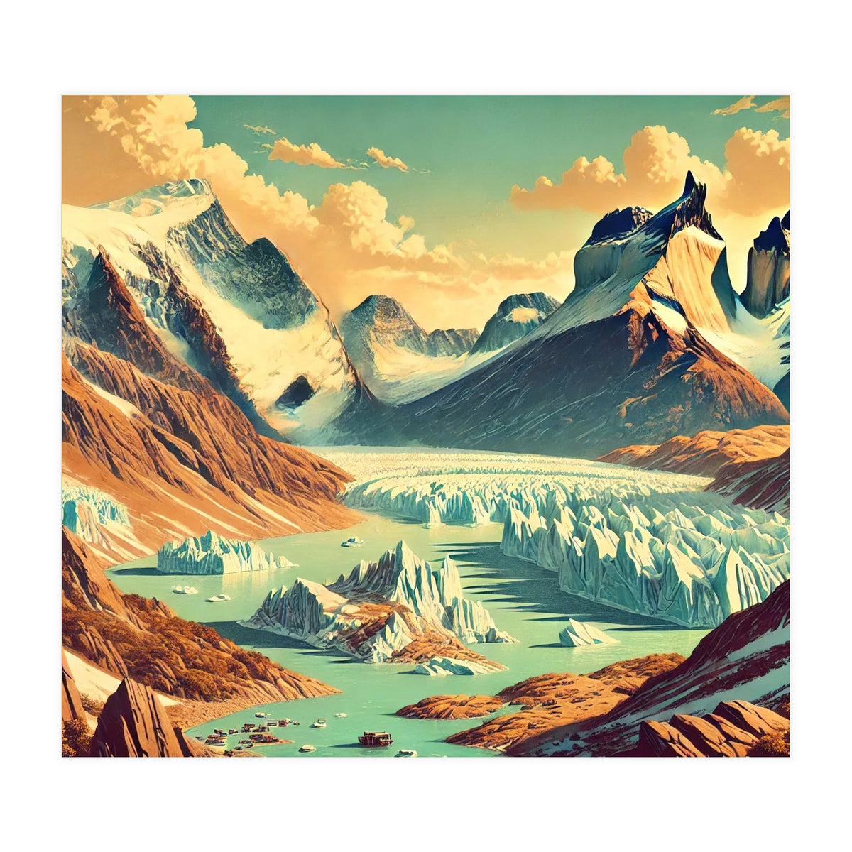 Vintage Argentina, Patagonia Glaciers Poster (Print Only)
