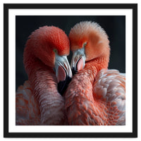 Two Flamingos Together Showing Affection