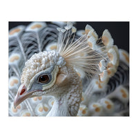 Close Up Albino Peacock Bird Portrait (Print Only)