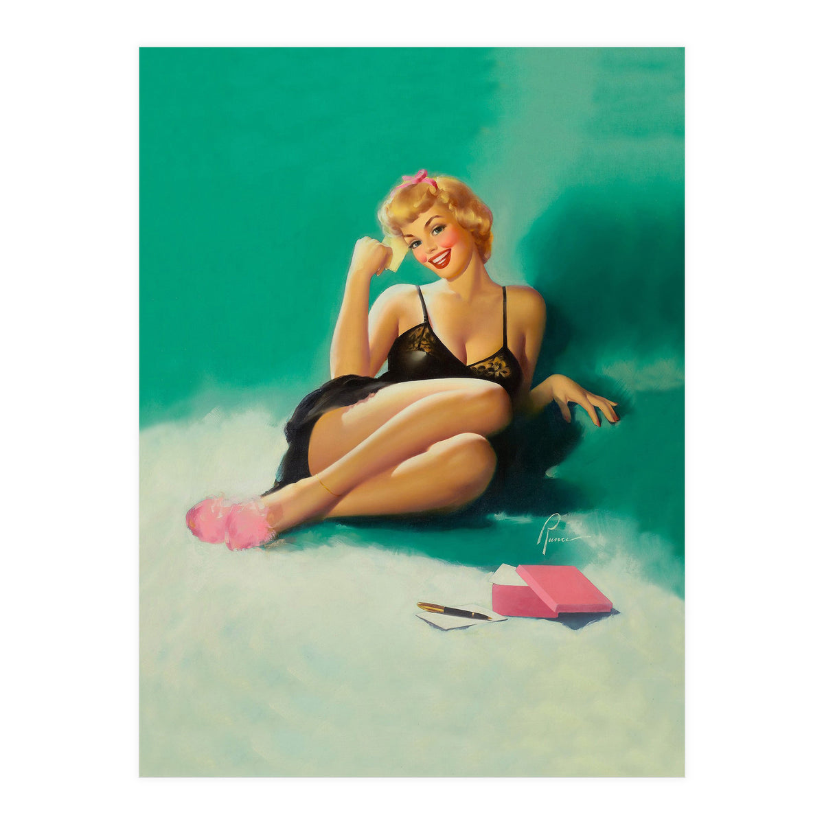 Sexy Pinup Girl With Phone Number For You (Print Only)