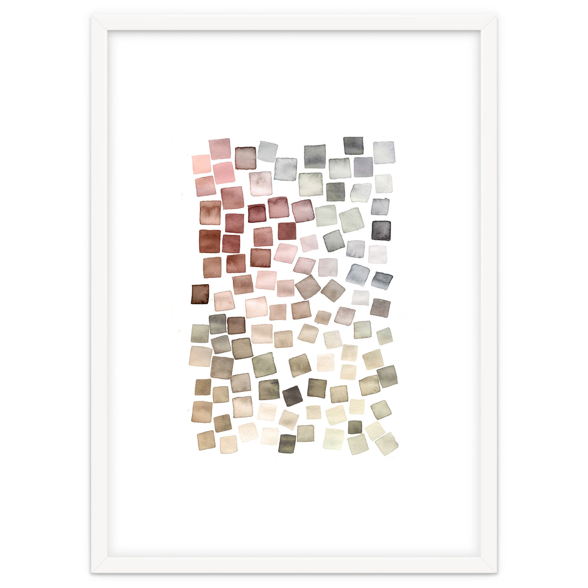 Watercolor Geometric Square Shapes Red