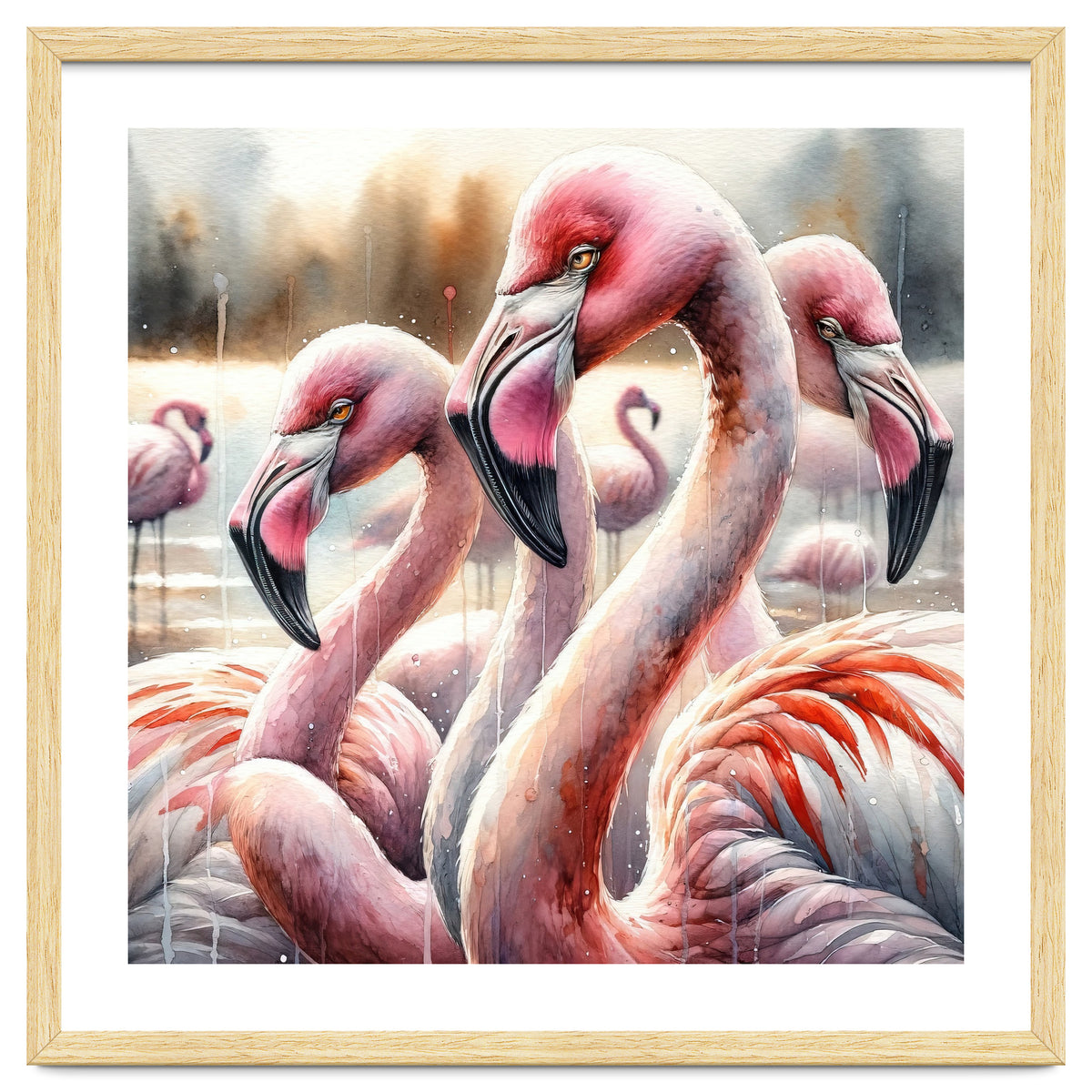 Watercolor Flamingos
