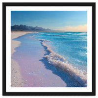 Sparkling Pastel Shoreline with Glittering Turquoise Waves
