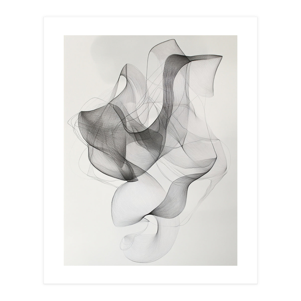 Abstract Black And White Swirling Lines Art (Print Only)