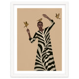 Woman With Birds And Zebra Pattern Dress thumbnail