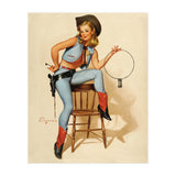 Pinup Cowgirl With A Key (Print Only) thumbnail