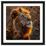 Majestic Lion In A Field Of Sunflowers thumbnail