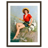 Pinup Girl Fishing With Her Dog thumbnail