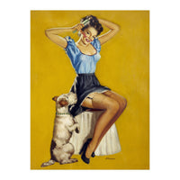 Pinup Woman Posing With Her Dog (Print Only)