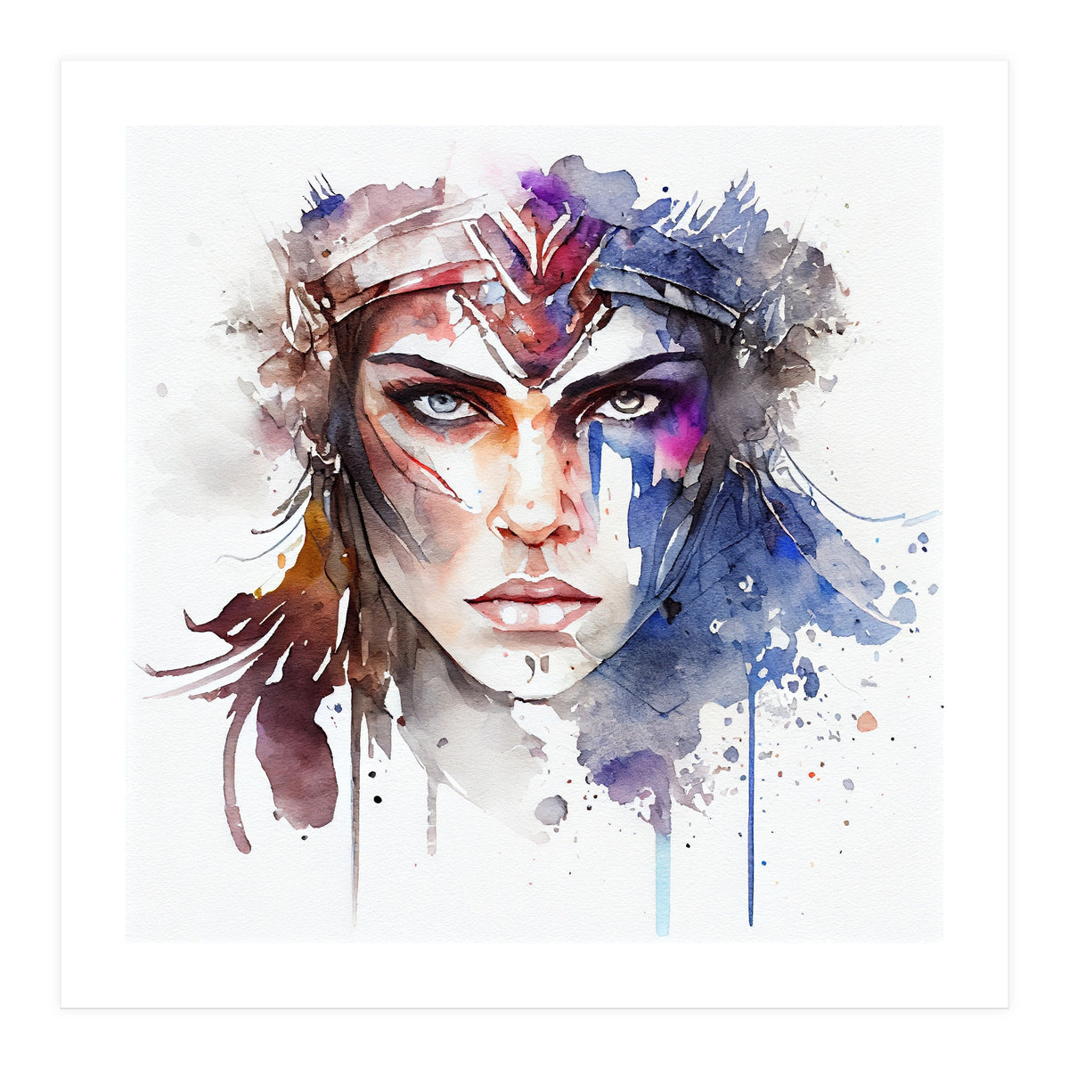 Watercolor Warrior Woman #1 (Print Only)