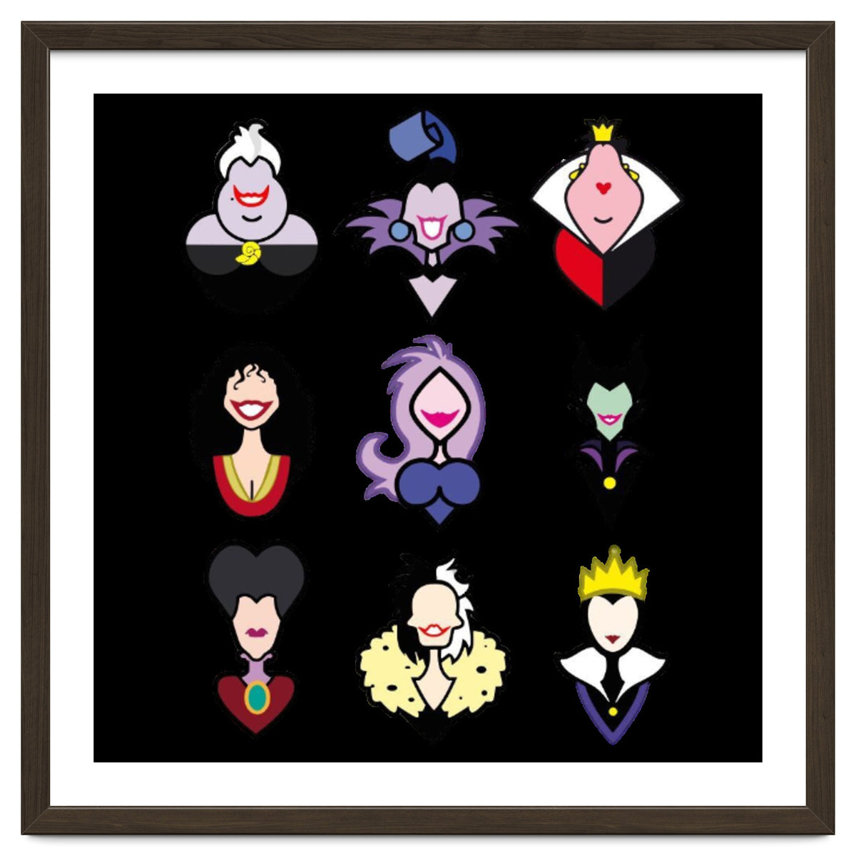 Disney Villains Cartoon Minimalist Faces