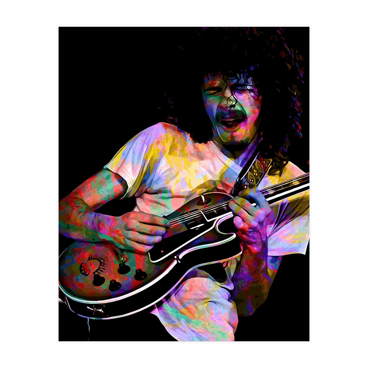 Carlos Santana . American Rock Guitarist Legend Colorful (Print Only)