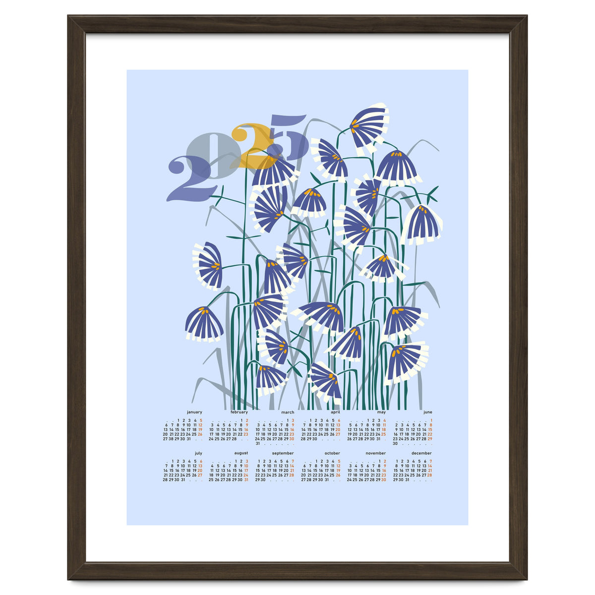 calendar 2025 pastel light blue