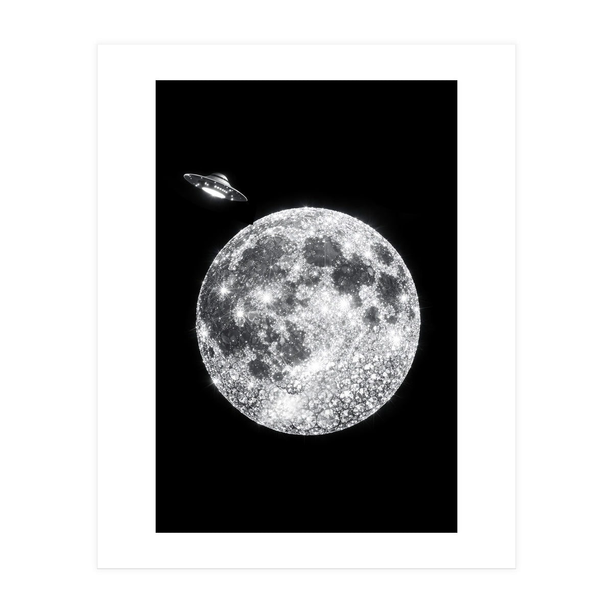 Diamond moon and UFO (Print Only)