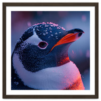 Close Up Penguin With Snowflakes On Head