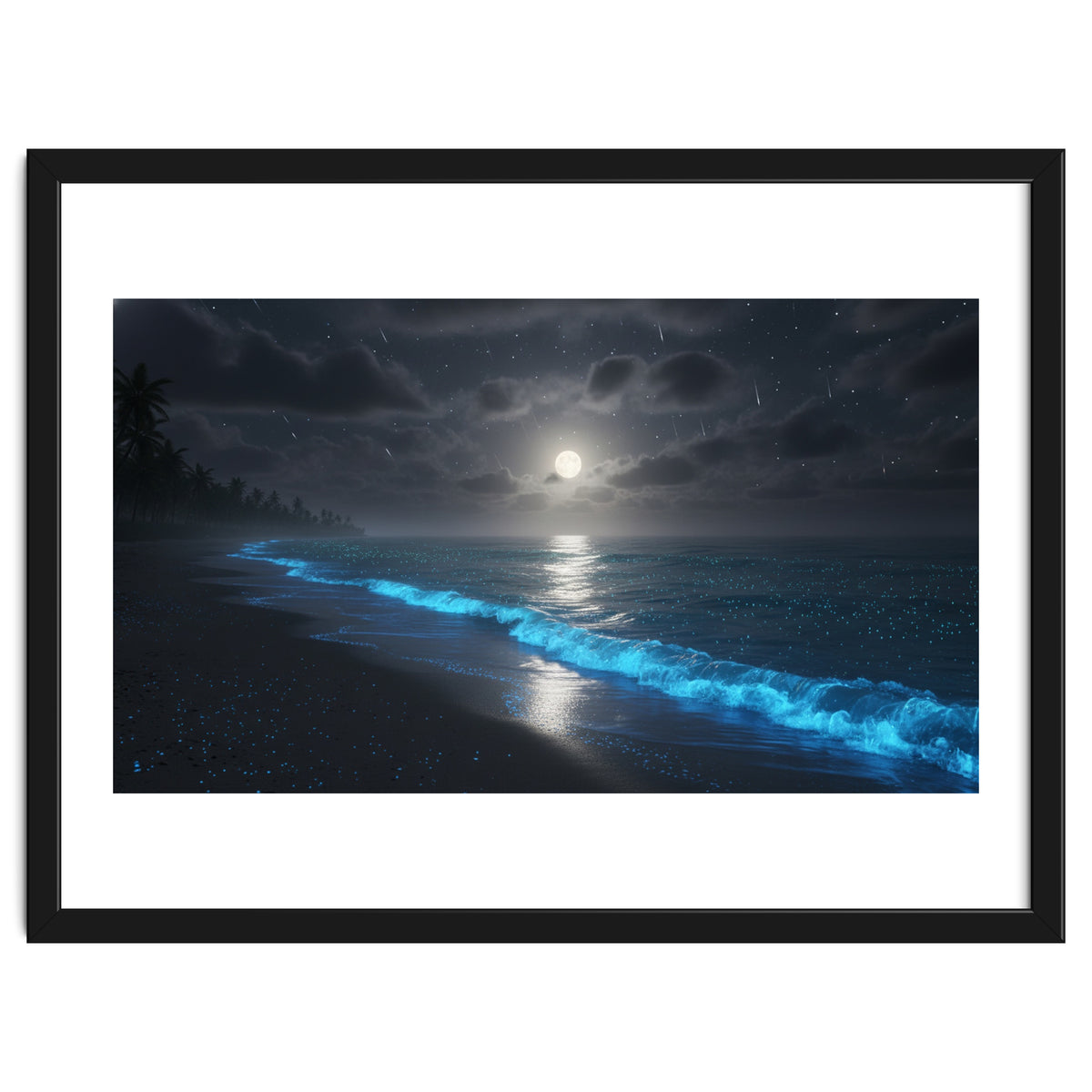 Bioluminescent Moonlit Shore