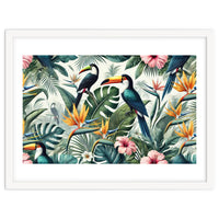 Tropical Toucans in Lush Jungle Foliage