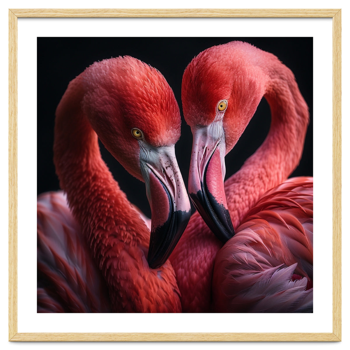 Two Flamingos Together