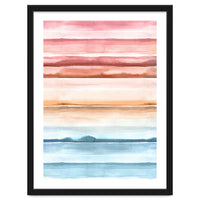 Watercolour Abstract Stripes Red Blue