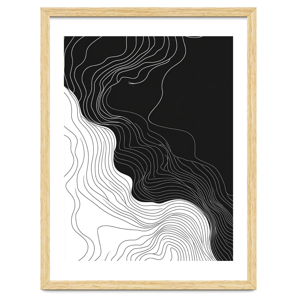 Abstract Black And White Wavy Lines Flowing