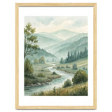 Serene River Valley in Soft Watercolor thumbnail