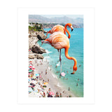 Flamingos on the Beach, Wildlife Surrealism Birds, Nature Flamingo Fantasy Beach Summer Photography (Print Only) thumbnail