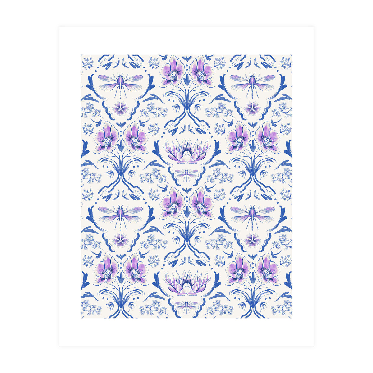 Bohemian Garden Blue Pattern (Print Only)