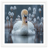 Swan Floating Serene On Calm Water