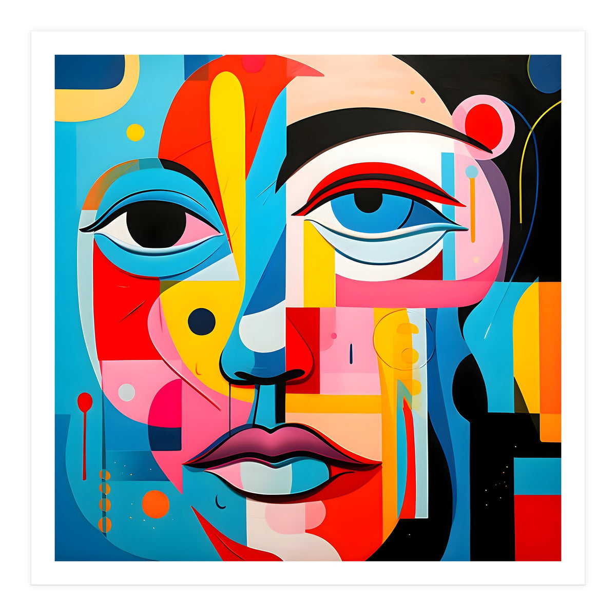 CUBIST HARMONY,  face, the essence of Cubist inspiration in a fragmented vibrant spectrum. (Print Only)