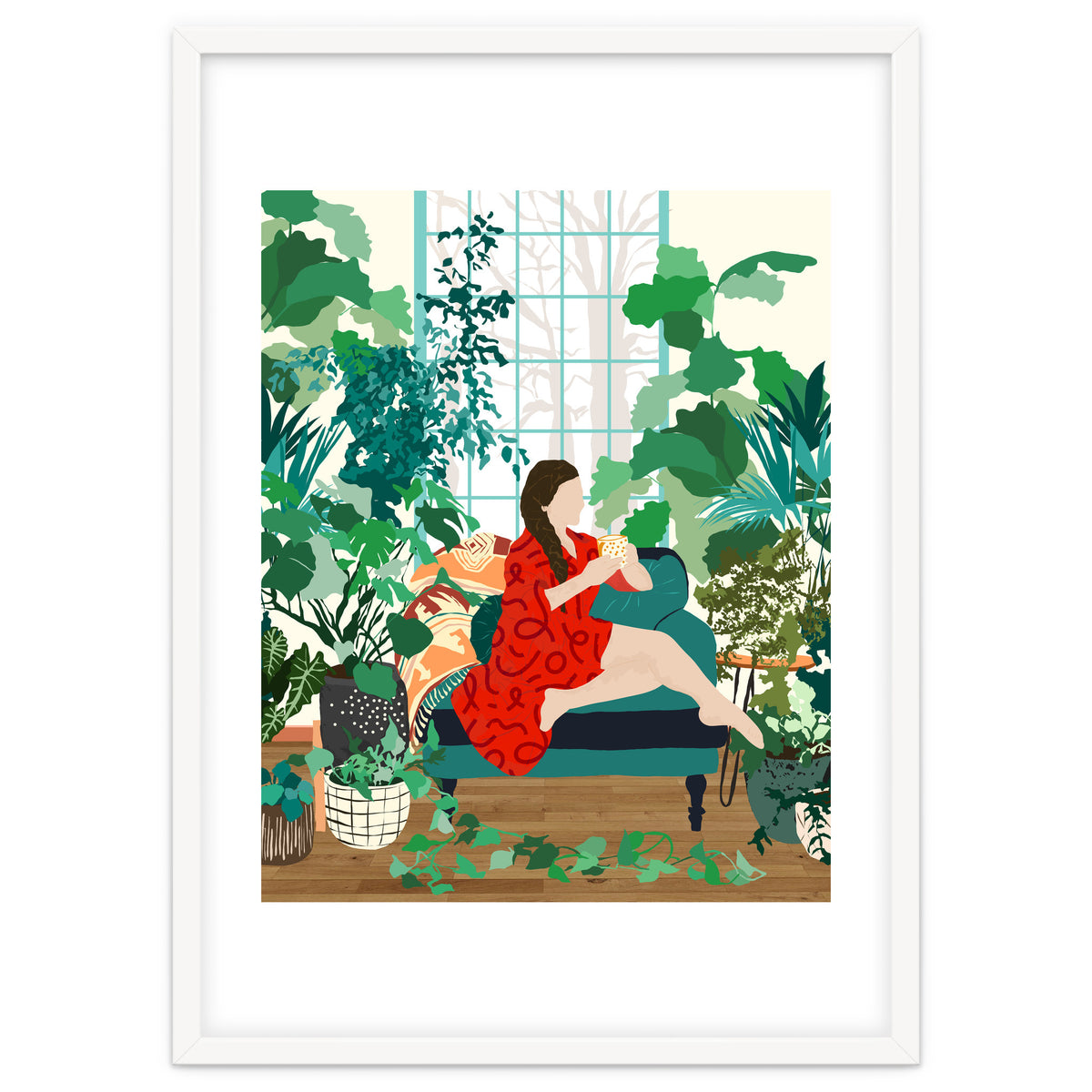 Introspection, Urban Jungle Bohemian Decor Plants, Self Care Plant Lady, Self Love Retrospection Analyse Positivity Mindset Fashion